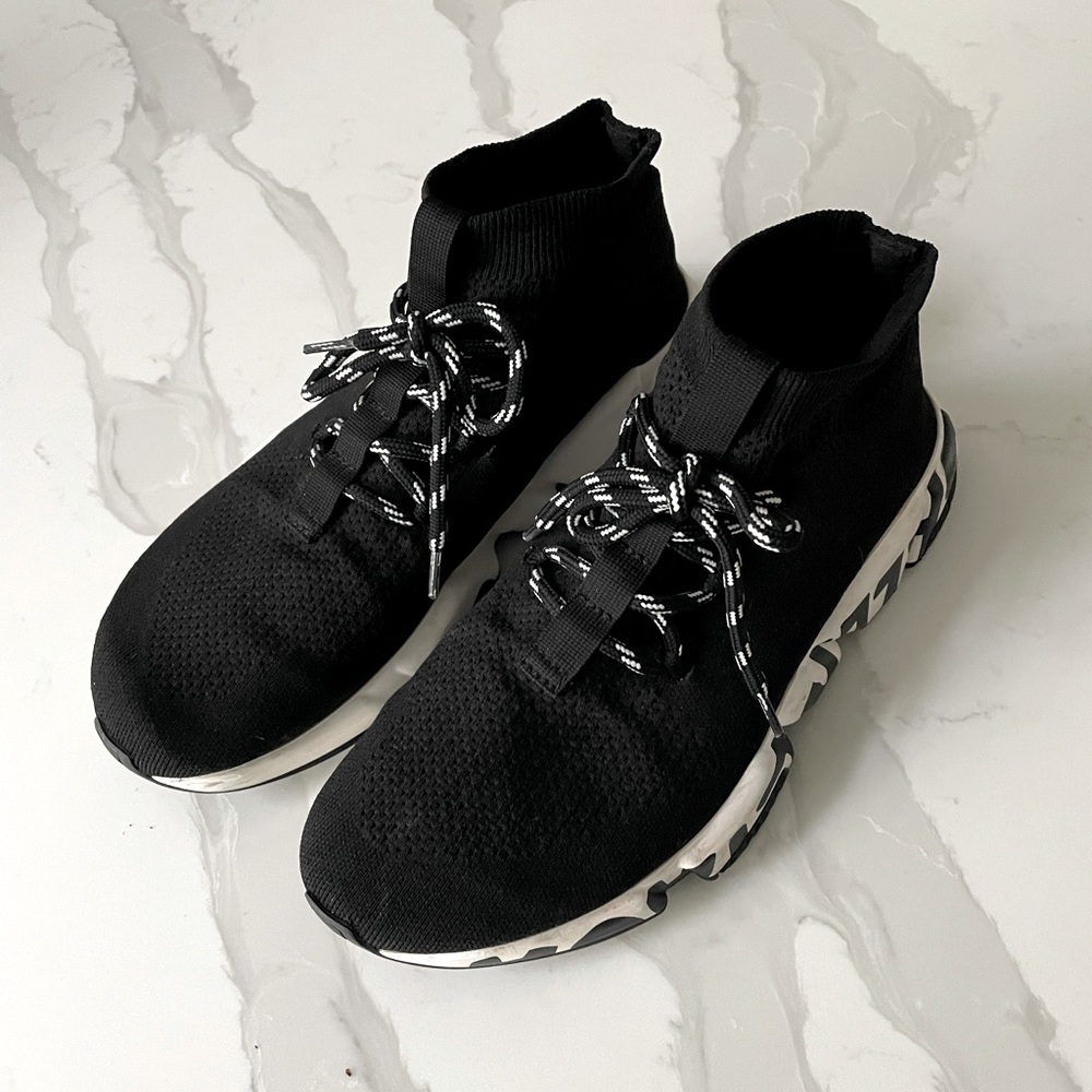Balenciaga speed 2.00 cloth trainer lace up graffiti